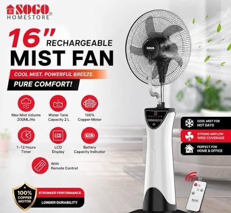 sogo rechargable mist fan-1612